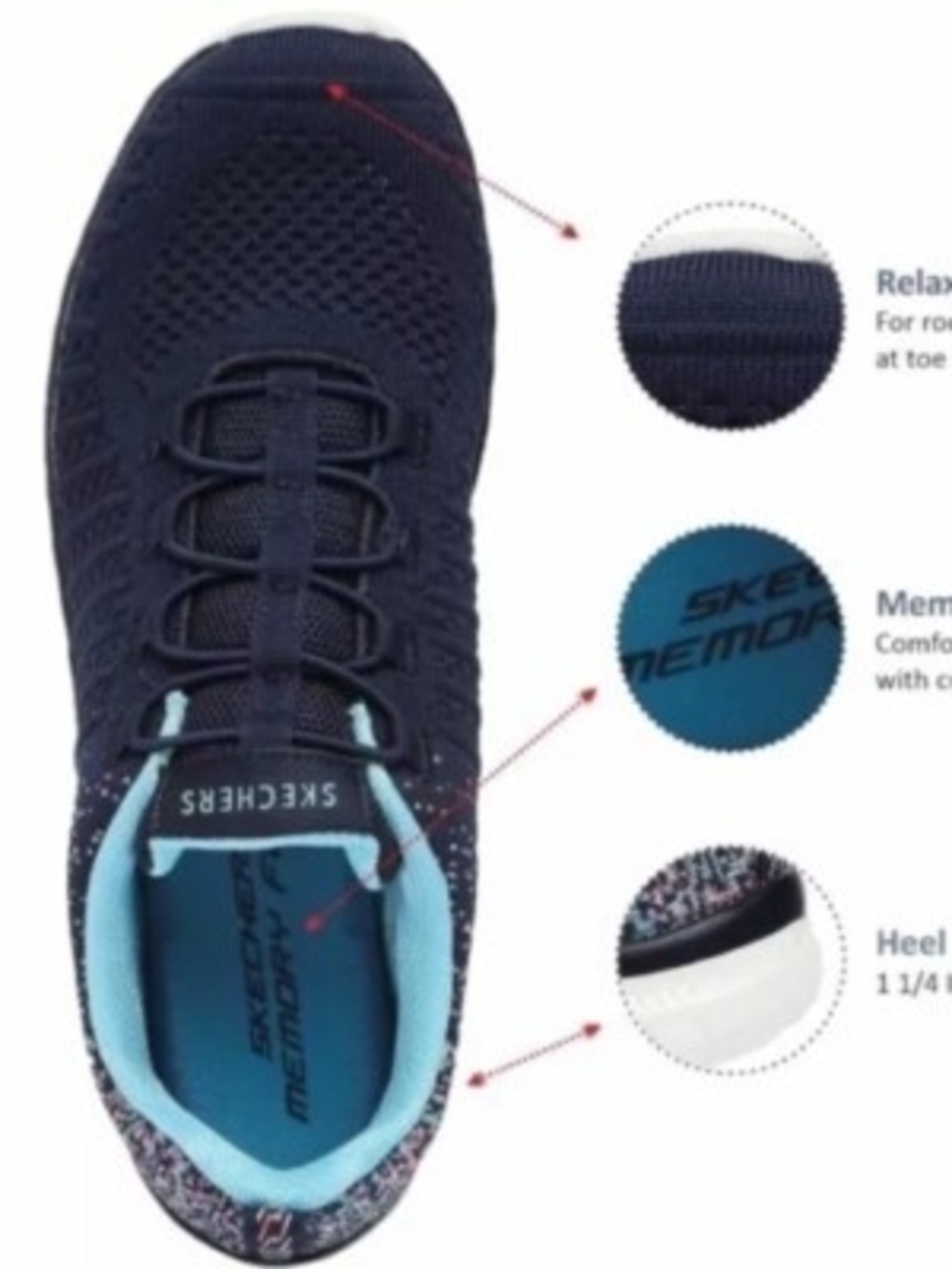 Skechers Men's Navy Knit Sneaker with Light Blue Accents